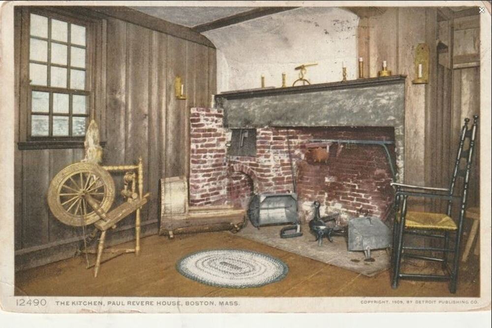 Vintage Real Photo The Kitchen Paul Revere House Boston Mass MA 1910 Antique Old